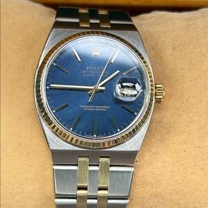 Men's Rolex Oysterquartz Datejust Two-Tone 36mm Watch 17013 Blue Dial #W203439-1